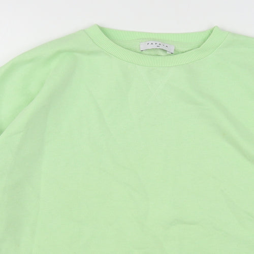 Papaya Womens Green  Cotton Pullover Sweatshirt Size M