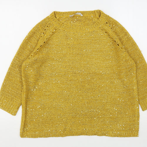 Pebble Bay Womens Yellow Round Neck  Polyester Pullover Jumper Size S
