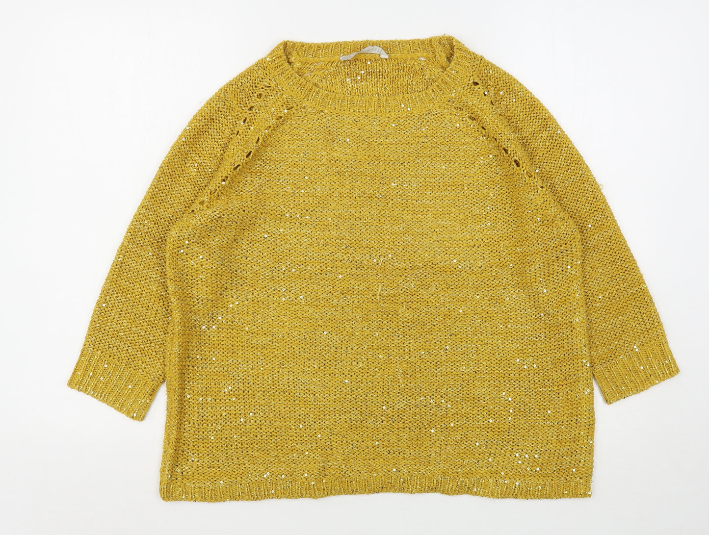 Pebble Bay Womens Yellow Round Neck  Polyester Pullover Jumper Size S