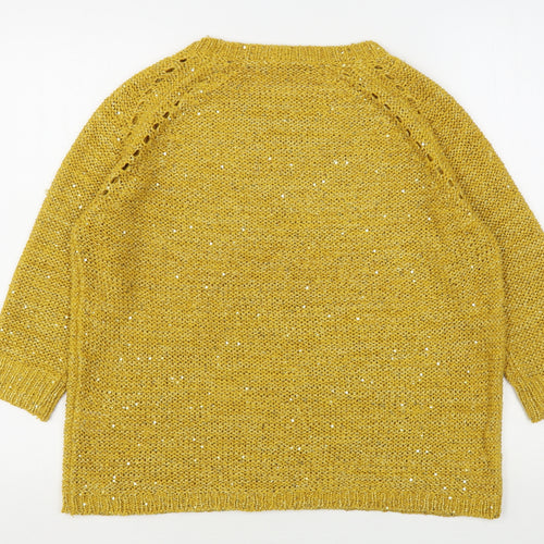 Pebble Bay Womens Yellow Round Neck  Polyester Pullover Jumper Size S