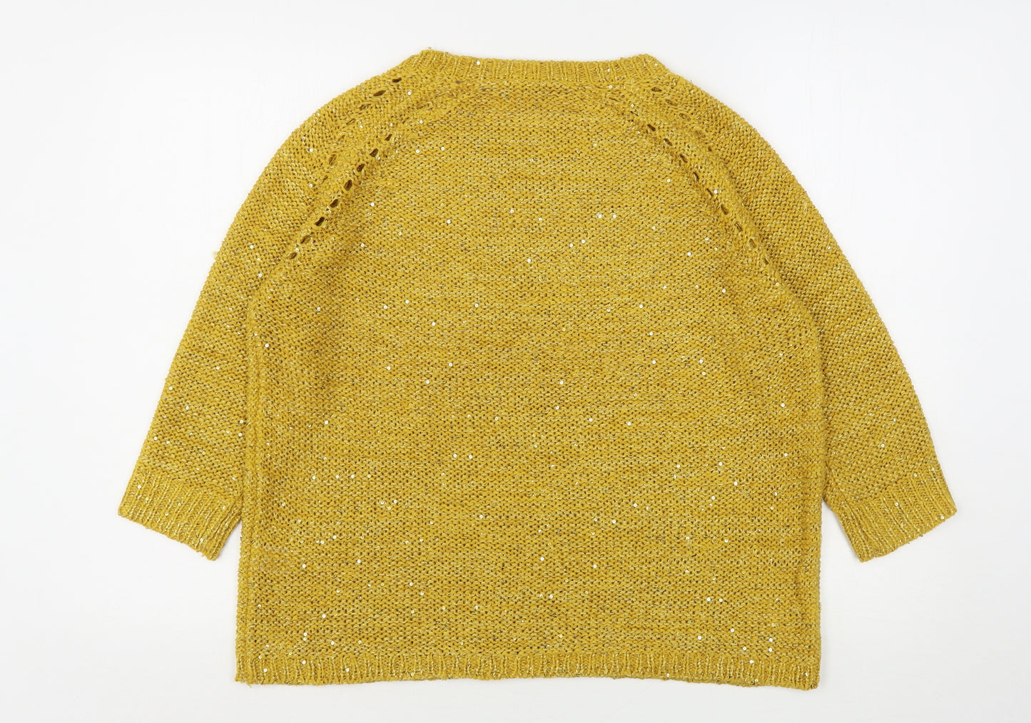 Pebble Bay Womens Yellow Round Neck  Polyester Pullover Jumper Size S