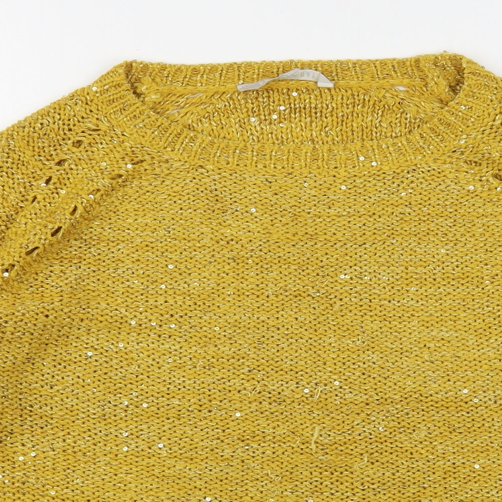 Pebble Bay Womens Yellow Round Neck  Polyester Pullover Jumper Size S
