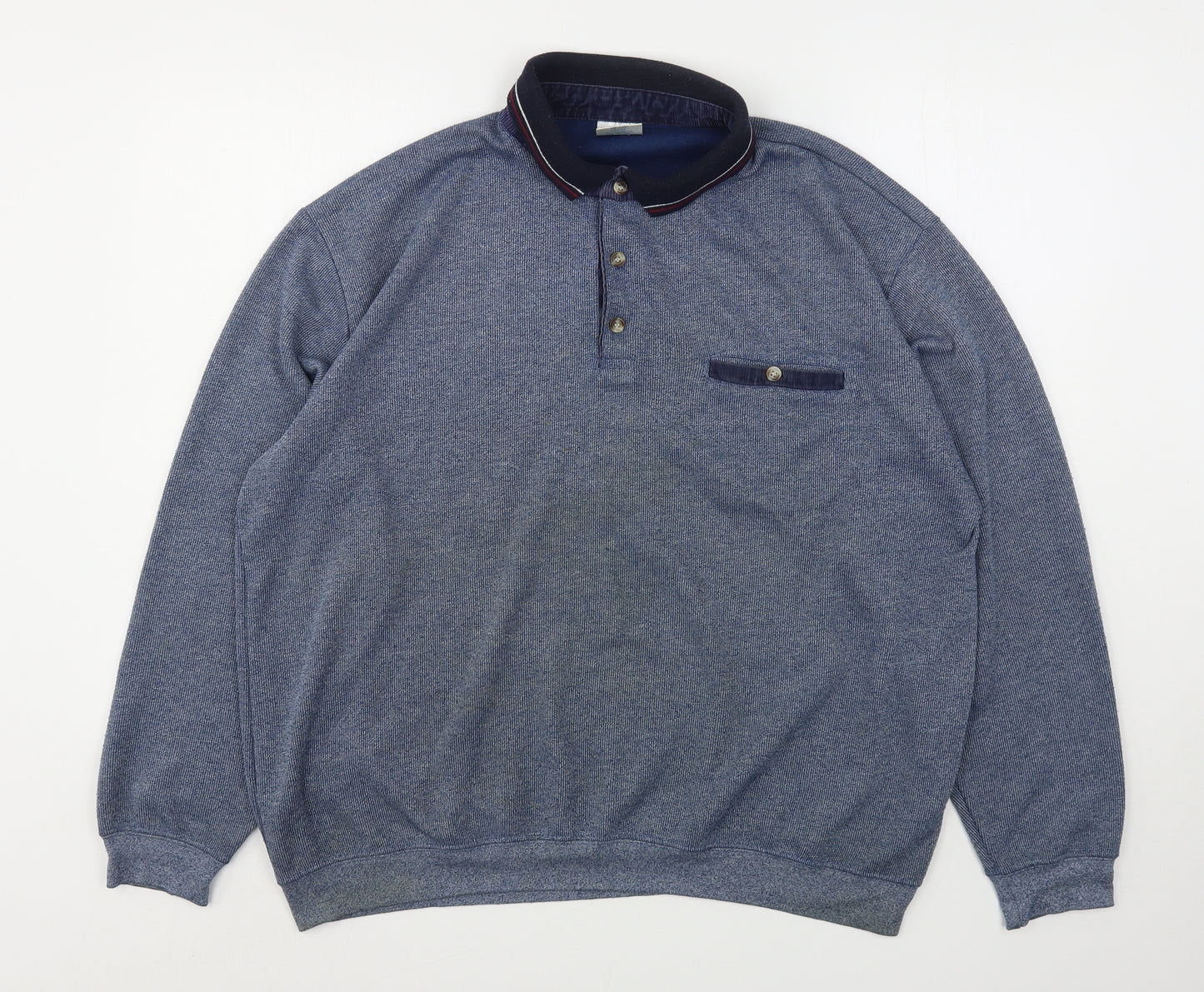 Premier Man Mens Blue Collared  Polyester Pullover Jumper Size L