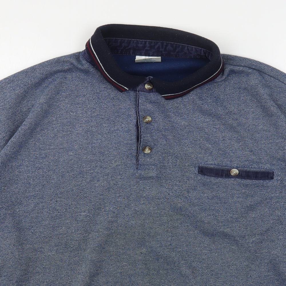 Premier Man Mens Blue Collared  Polyester Pullover Jumper Size L