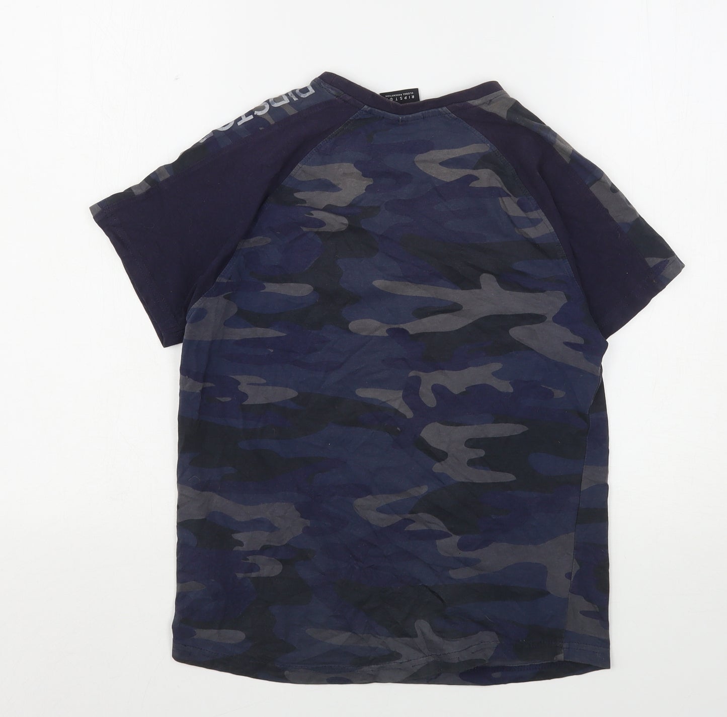 Ripstop Boys Blue Camouflage Cotton Basic T-Shirt Size M Round Neck