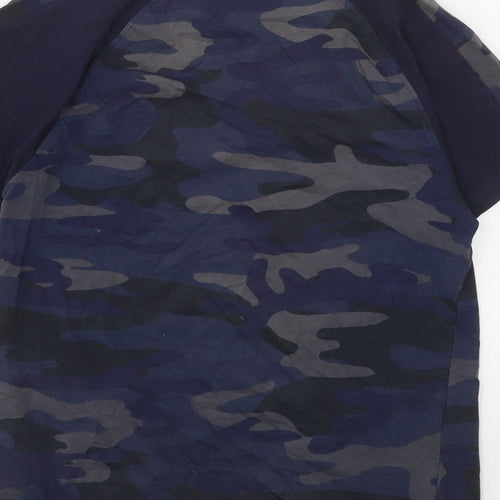 Ripstop Boys Blue Camouflage Cotton Basic T-Shirt Size M Round Neck
