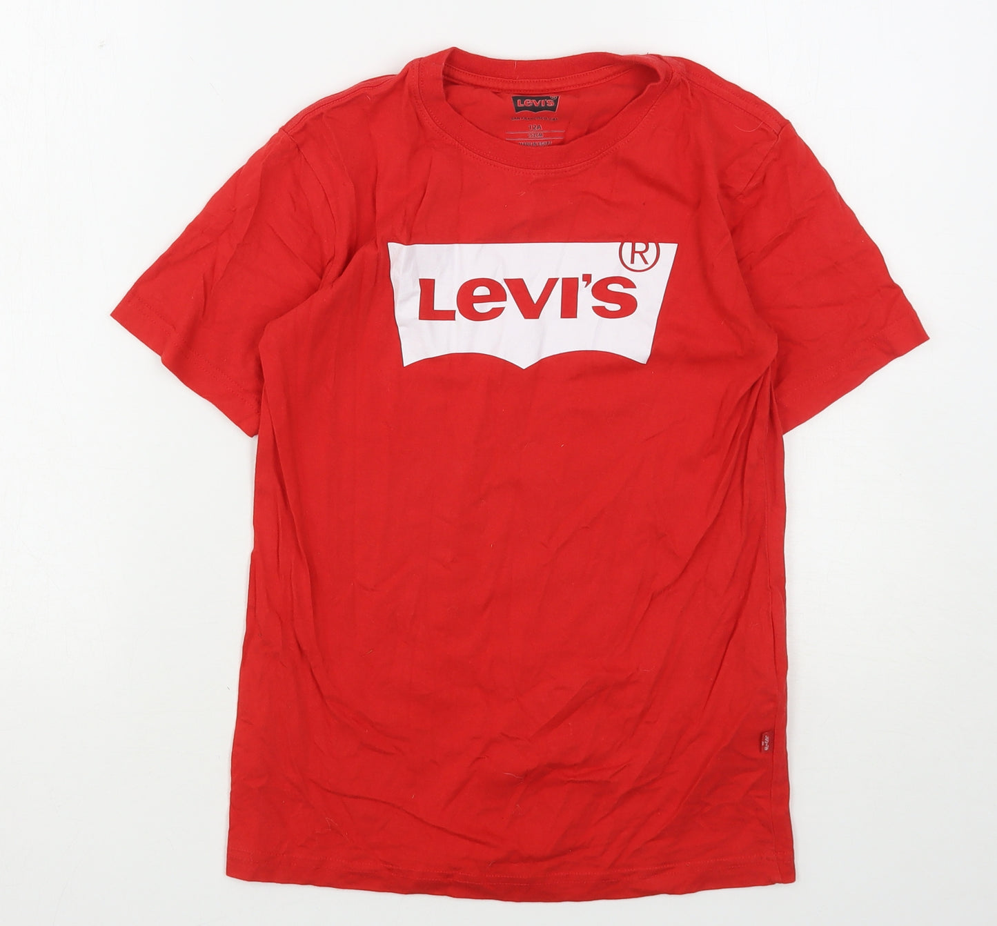 Levi's Boys Red  Cotton Basic T-Shirt Size 12 Years Round Neck