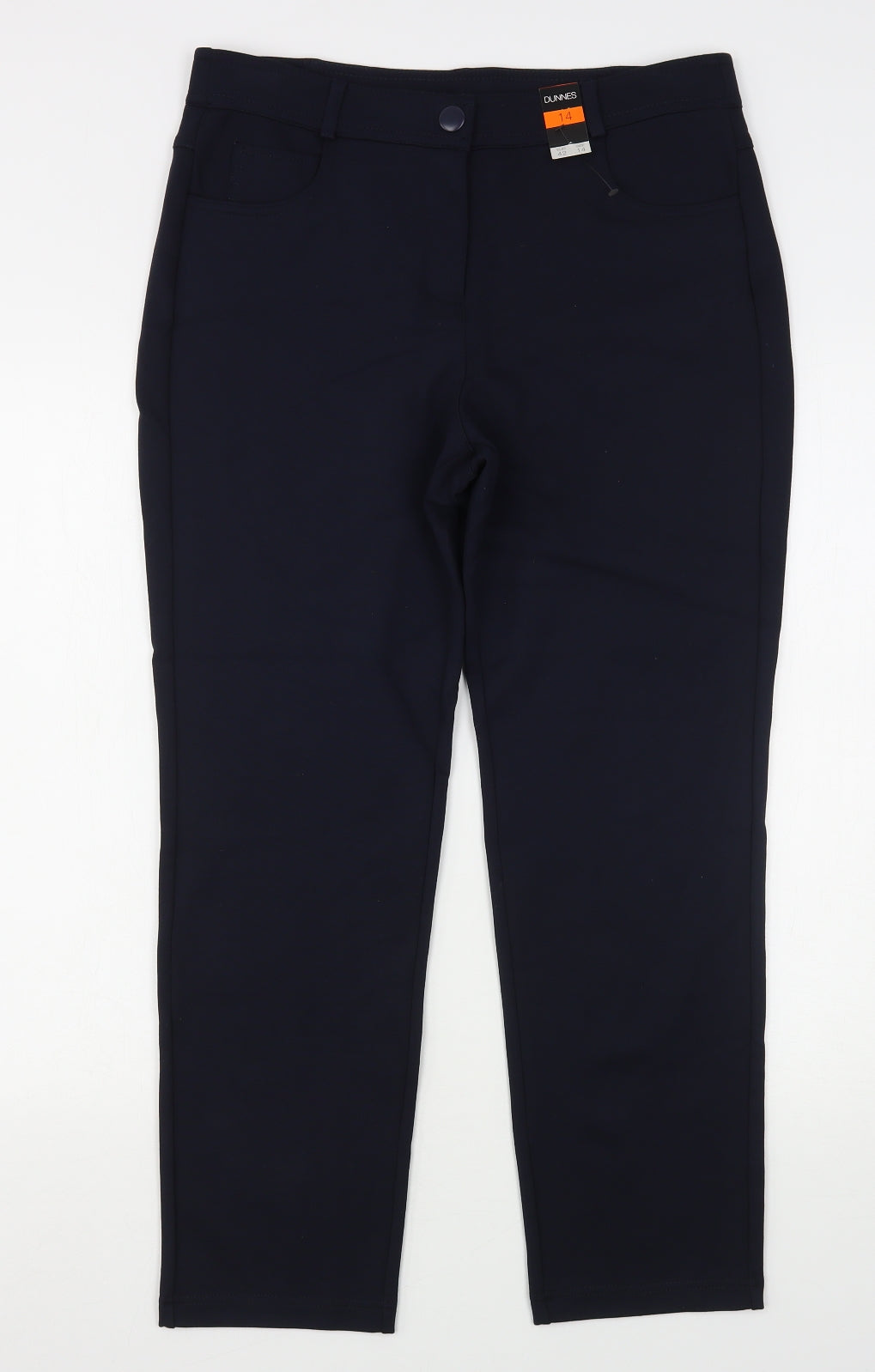Dunnes Stores Womens Blue  Viscose Trousers  Size 14 L26 in Regular Snap