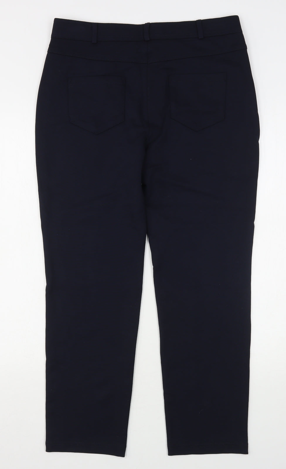 Dunnes Stores Womens Blue  Viscose Trousers  Size 14 L26 in Regular Snap