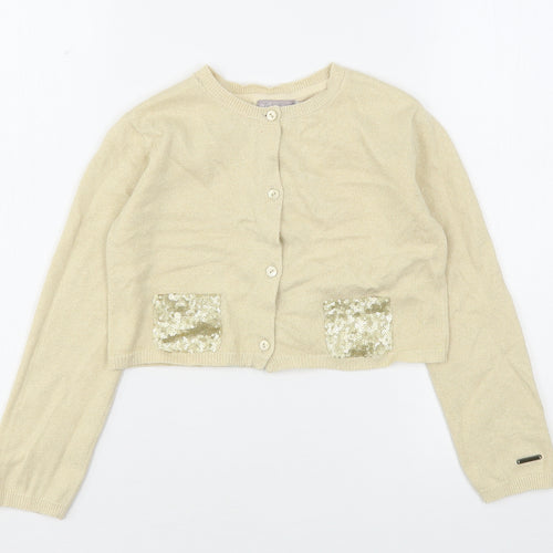 Boboli  Girls Beige Round Neck  Polyester Cardigan Jumper Size 8 Years