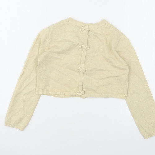 Boboli  Girls Beige Round Neck  Polyester Cardigan Jumper Size 8 Years