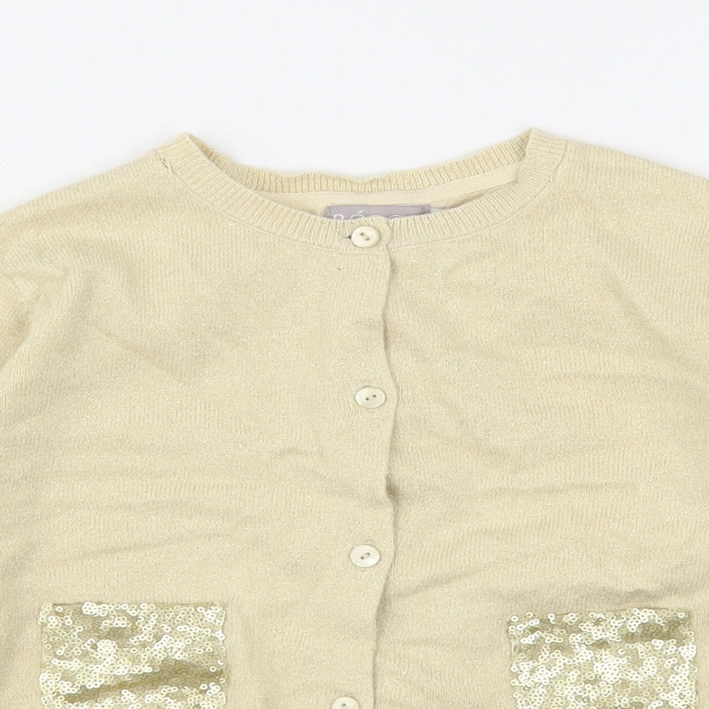 Boboli  Girls Beige Round Neck  Polyester Cardigan Jumper Size 8 Years