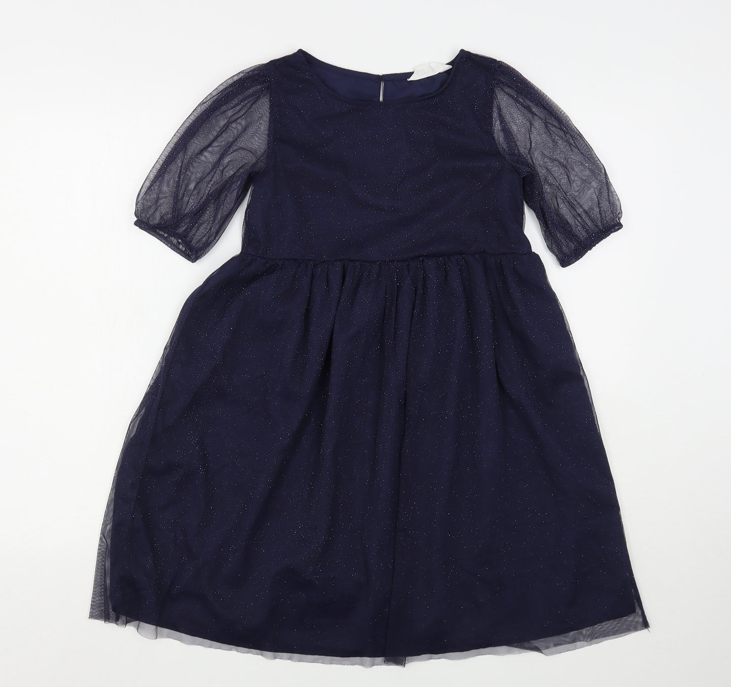 H&M Girls Blue  Polyester A-Line  Size 9-10 Years  Round Neck
