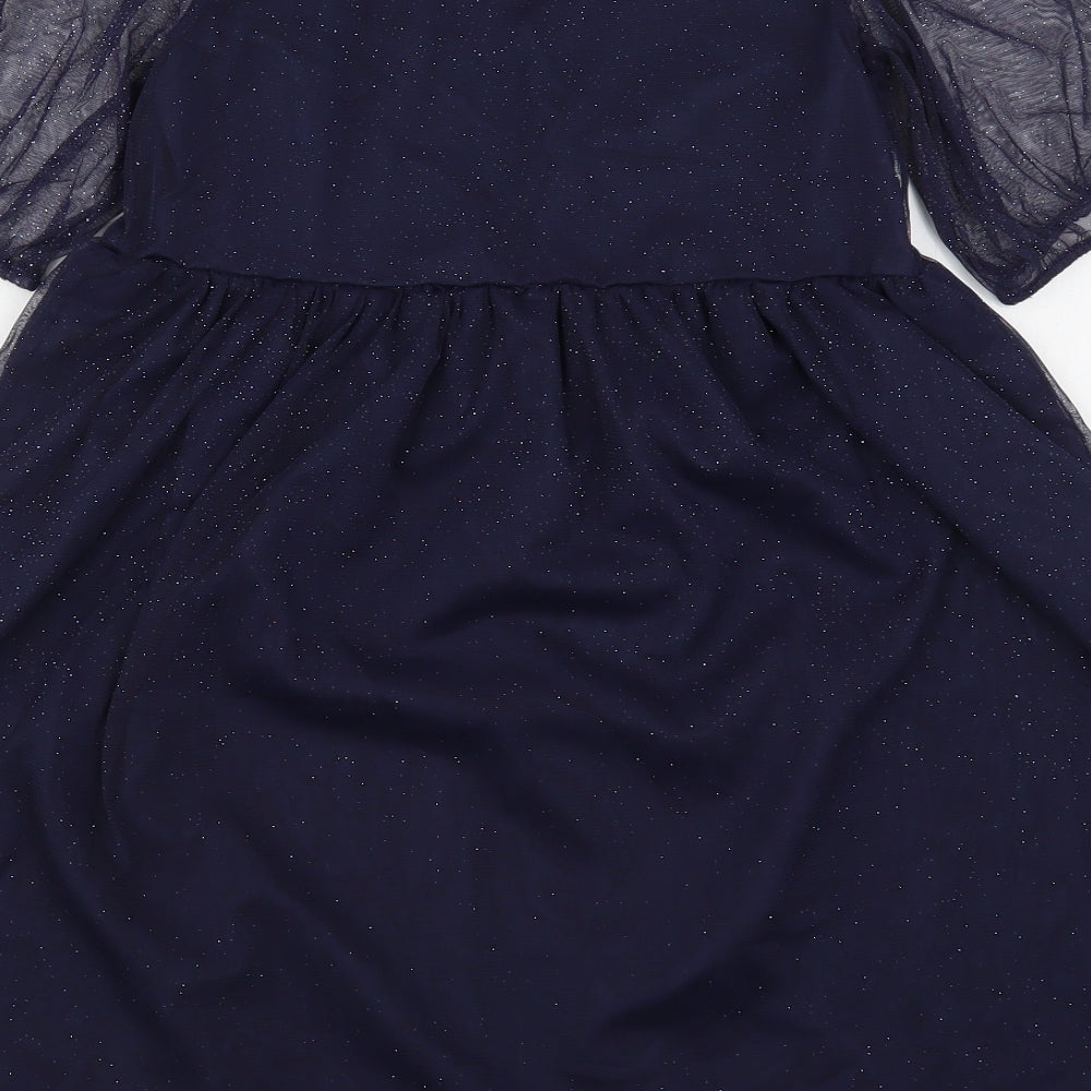 H&M Girls Blue  Polyester A-Line  Size 9-10 Years  Round Neck