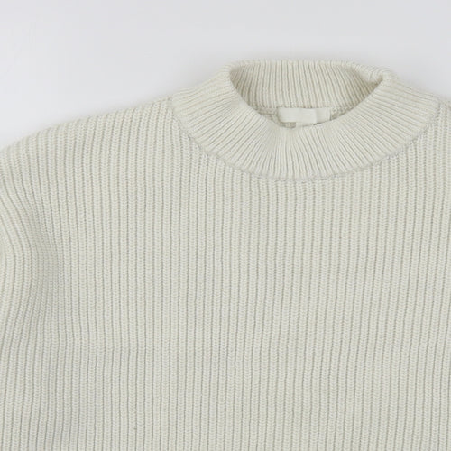 H&M Womens Beige High Neck  Polyester Pullover Jumper Size M