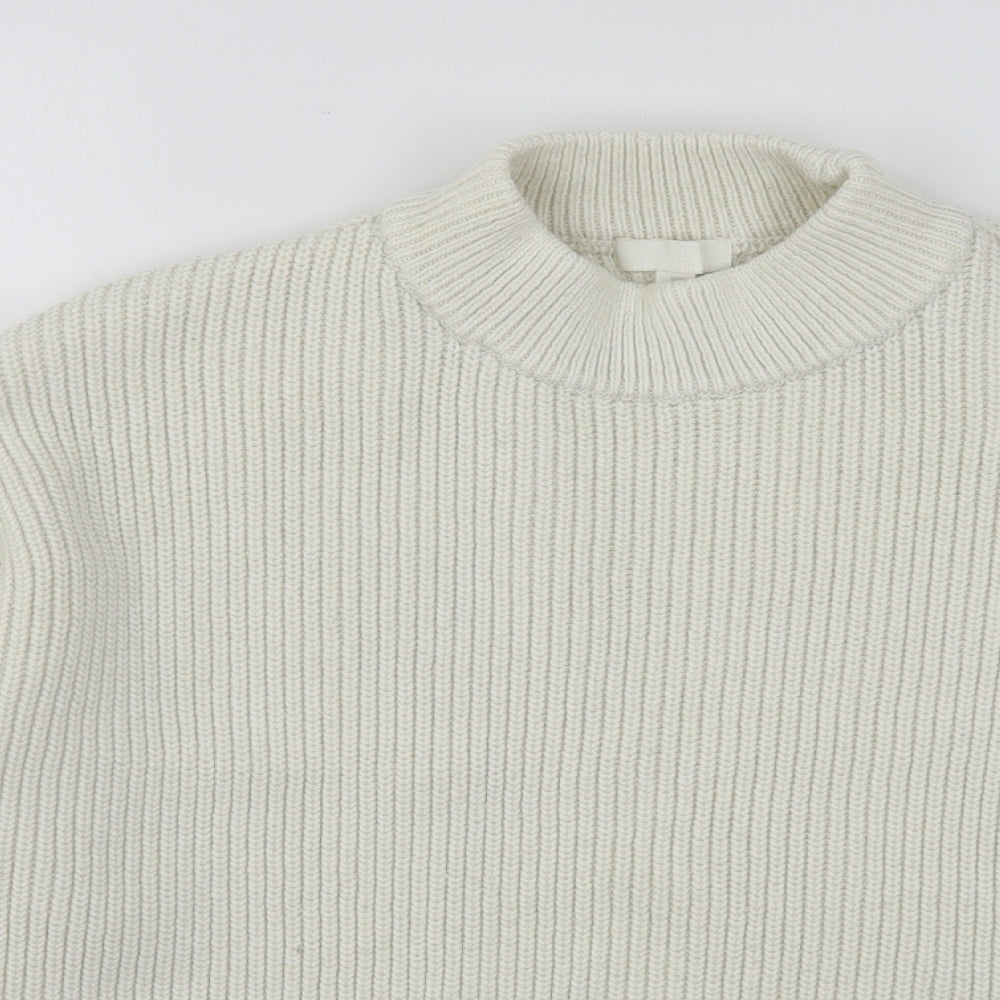 H&M Womens Beige High Neck  Polyester Pullover Jumper Size M