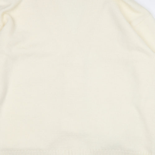 pure & natural Womens White V-Neck  Acrylic Cardigan Jumper Size L   - Size M-L