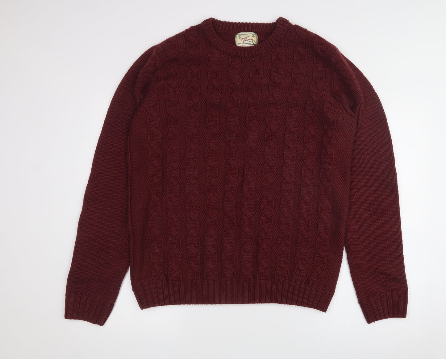 New Look Mens Purple Crew Neck  Acrylic Pullover Jumper Size L