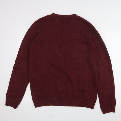 New Look Mens Purple Crew Neck  Acrylic Pullover Jumper Size L
