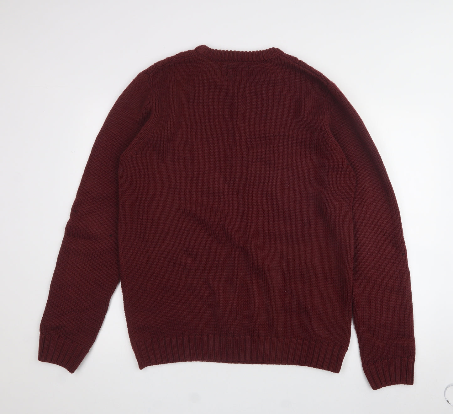 New Look Mens Purple Crew Neck  Acrylic Pullover Jumper Size L