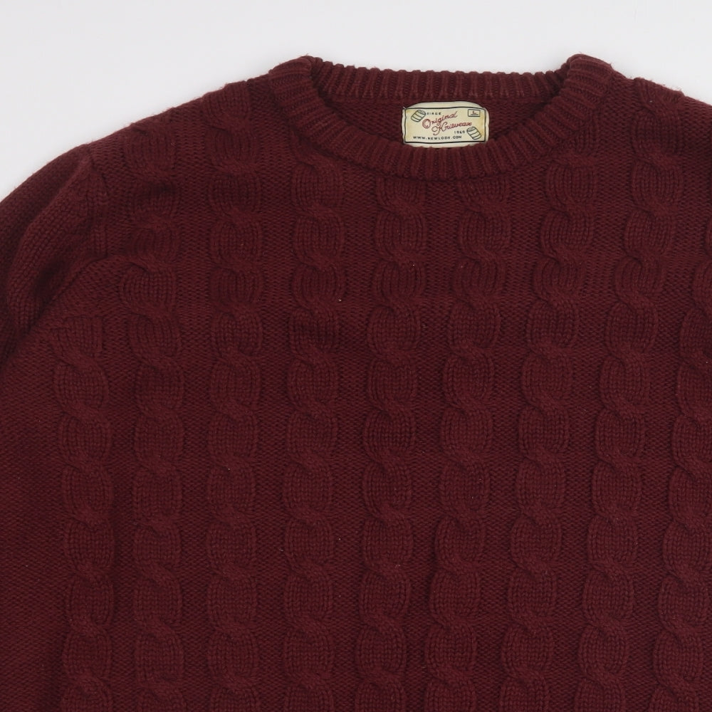 New Look Mens Purple Crew Neck  Acrylic Pullover Jumper Size L