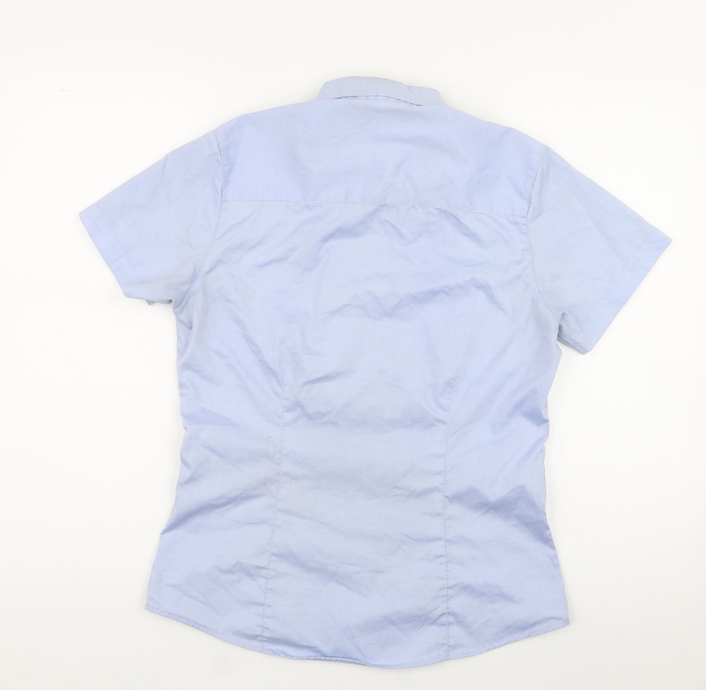 Kustom Kit Womens Blue  Cotton Jersey Button-Up Size 8 Collared