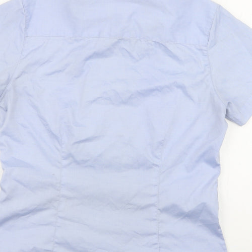 Kustom Kit Womens Blue  Cotton Jersey Button-Up Size 8 Collared