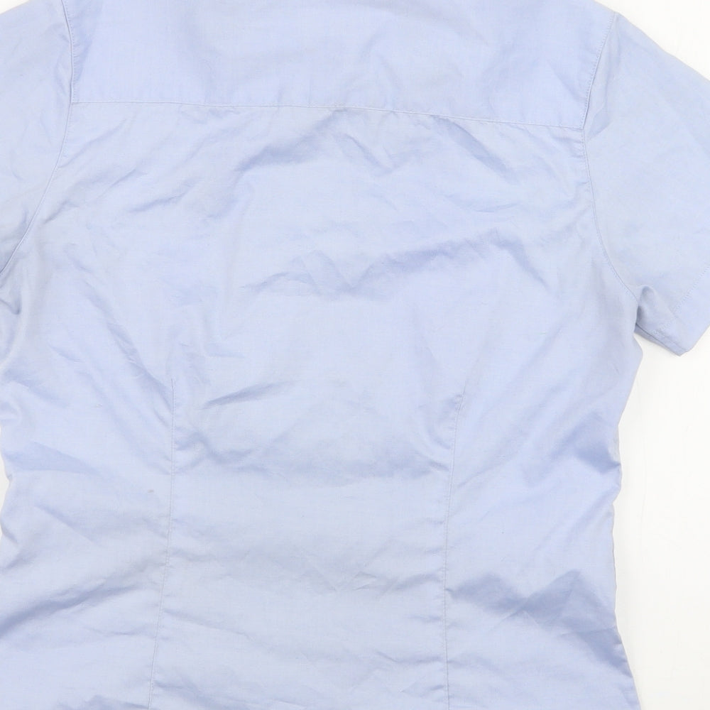 Kustom Kit Womens Blue  Cotton Jersey Button-Up Size 8 Collared