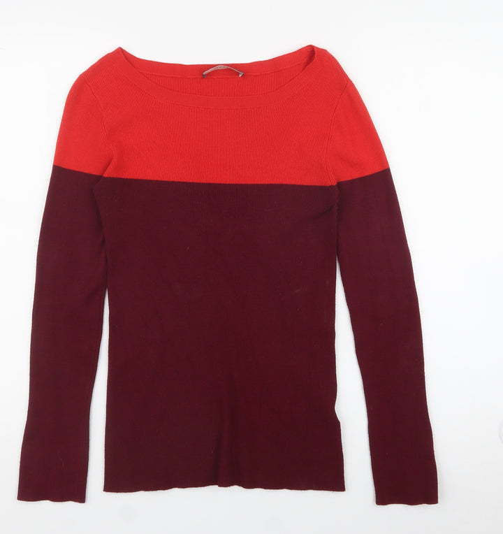 Oasis Womens Purple Colourblock Viscose Pullover Sweatshirt Size XS