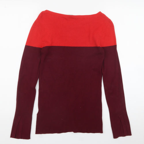 Oasis Womens Purple Colourblock Viscose Pullover Sweatshirt Size XS
