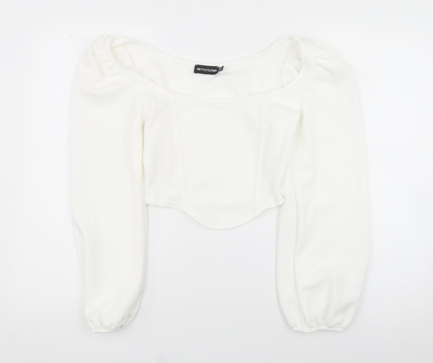 PRETTYLITTLETHING Womens White  Polyester Basic Tank Size 8 Square Neck