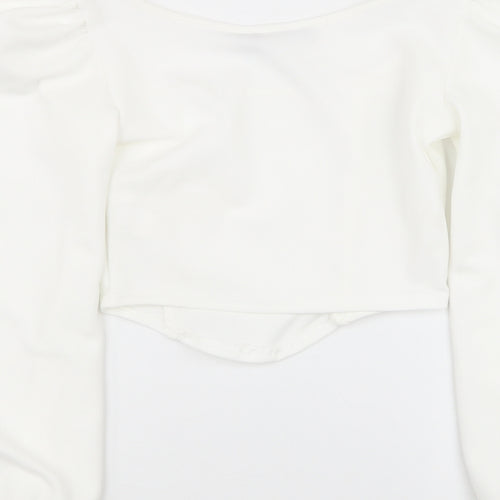PRETTYLITTLETHING Womens White  Polyester Basic Tank Size 8 Square Neck