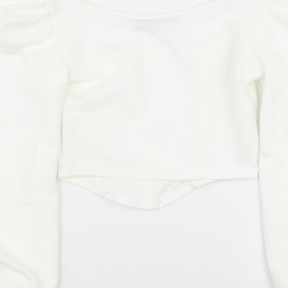 PRETTYLITTLETHING Womens White  Polyester Basic Tank Size 8 Square Neck