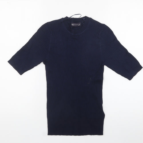 Marks and Spencer Womens Blue  Trivinyl Jersey Polo Size 6 Crew Neck