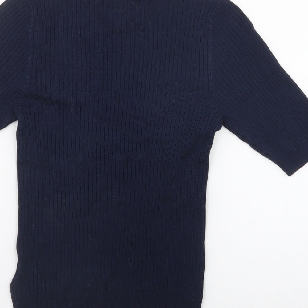 Marks and Spencer Womens Blue  Trivinyl Jersey Polo Size 6 Crew Neck
