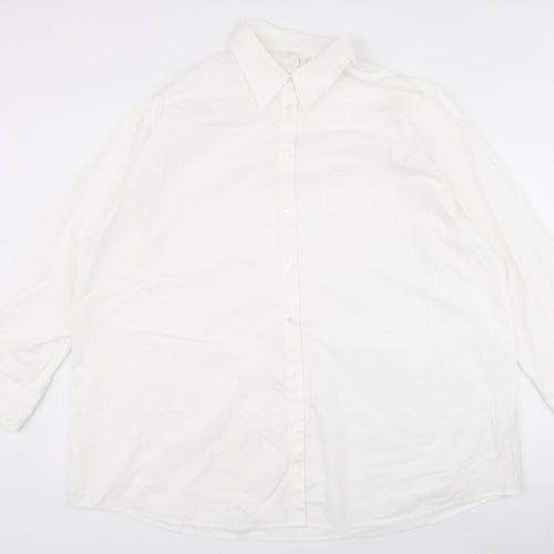 h&m  Mens White  Cotton  Button-Up Size XL Collared