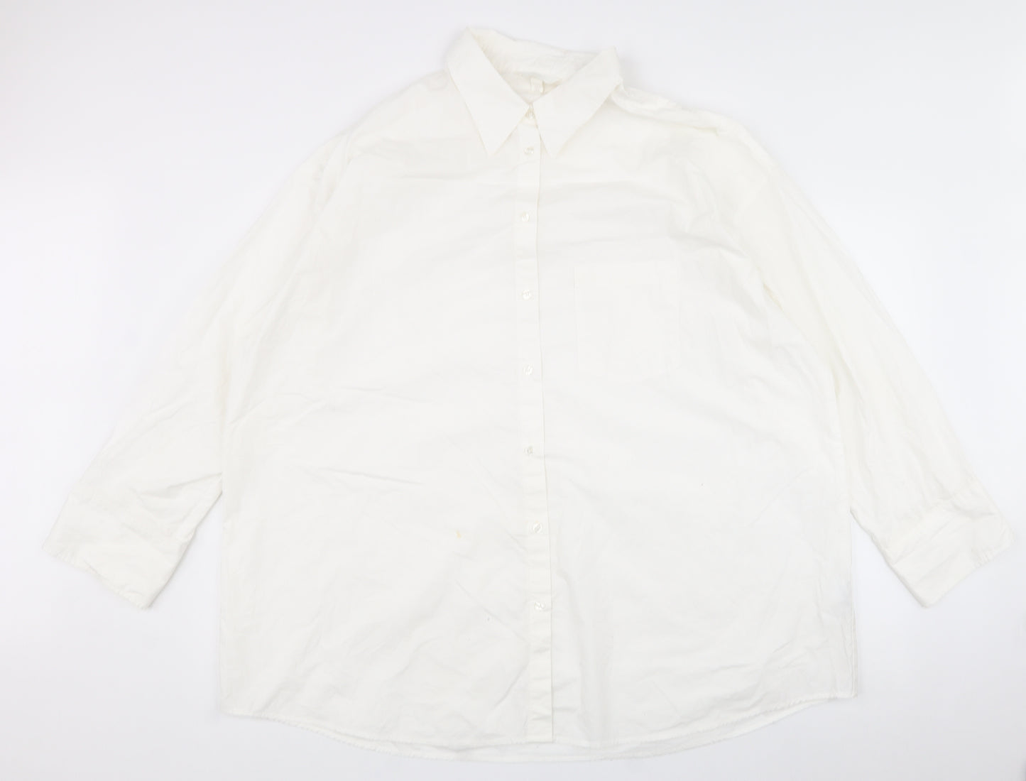 h&m  Mens White  Cotton  Button-Up Size XL Collared