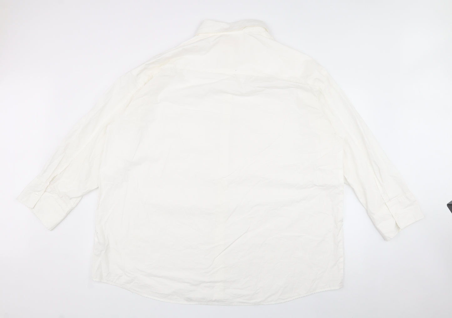 h&m  Mens White  Cotton  Button-Up Size XL Collared