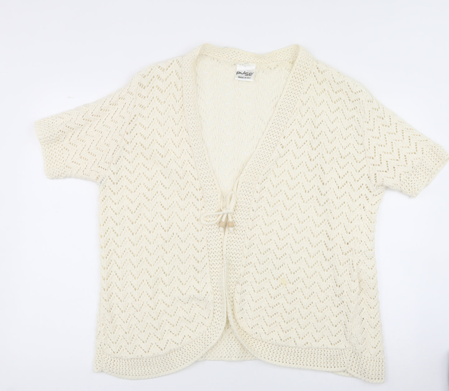 Pulse Womens White V-Neck  Polyester Cardigan Jumper Size 22