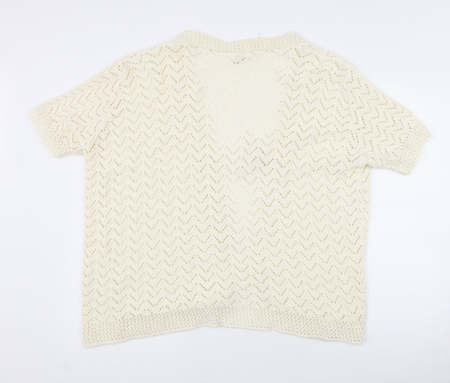 Pulse Womens White V-Neck  Polyester Cardigan Jumper Size 22