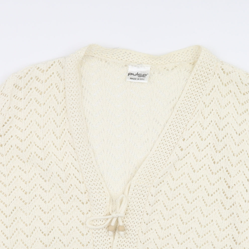 Pulse Womens White V-Neck  Polyester Cardigan Jumper Size 22