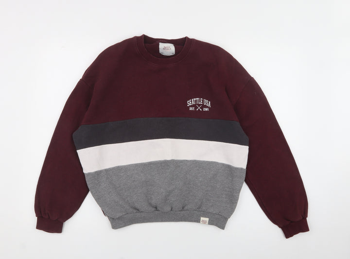 Pull&Bear Mens Purple  Cotton Pullover Sweatshirt Size XS   - XXS