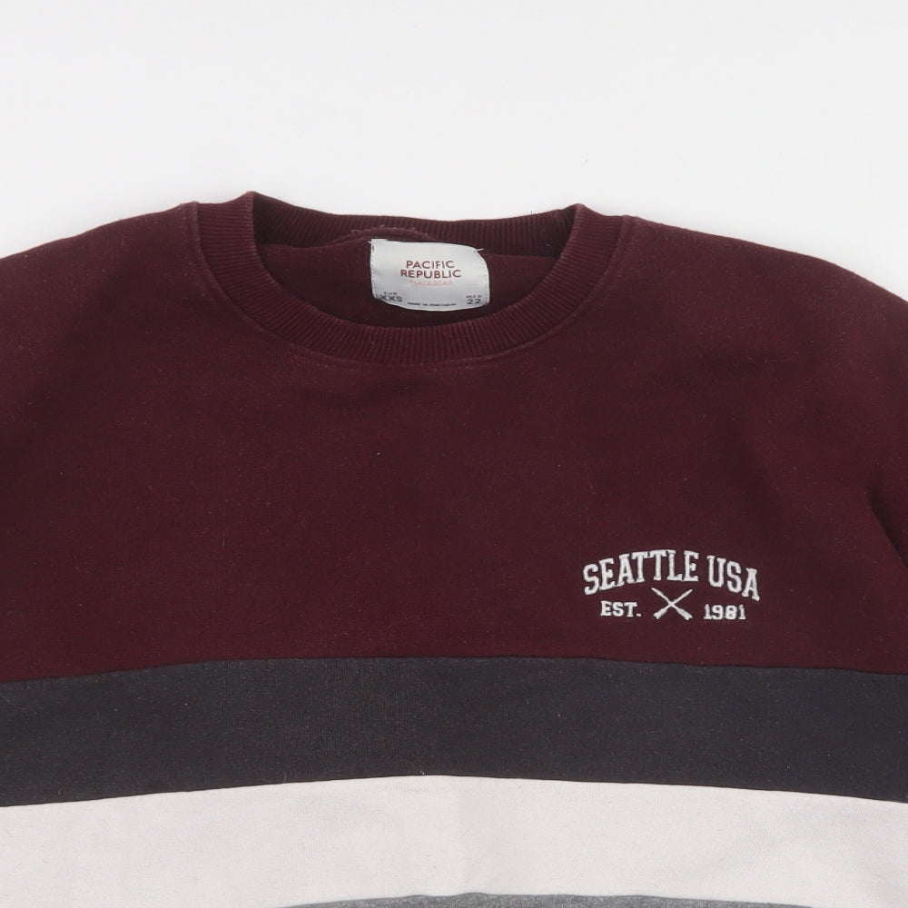 Pull&Bear Mens Purple  Cotton Pullover Sweatshirt Size XS   - XXS