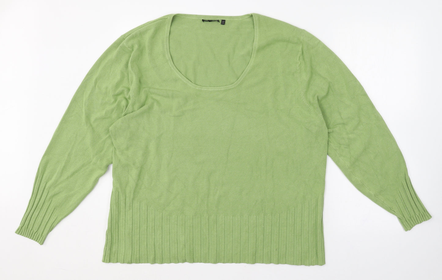 YUKA Womens Green Scoop Neck  Rayon Pullover Jumper Size 3XL