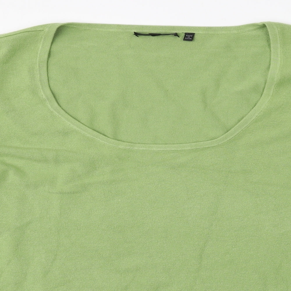 YUKA Womens Green Scoop Neck  Rayon Pullover Jumper Size 3XL
