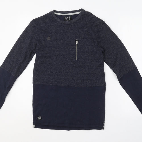 Twisted Soul Mens Blue Round Neck  Cotton Pullover Jumper Size S