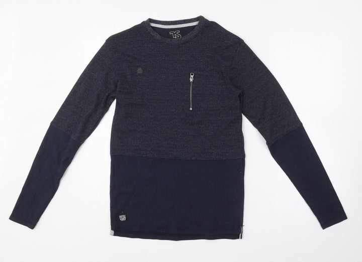 Twisted Soul Mens Blue Round Neck Cotton Pullover Jumper Size S