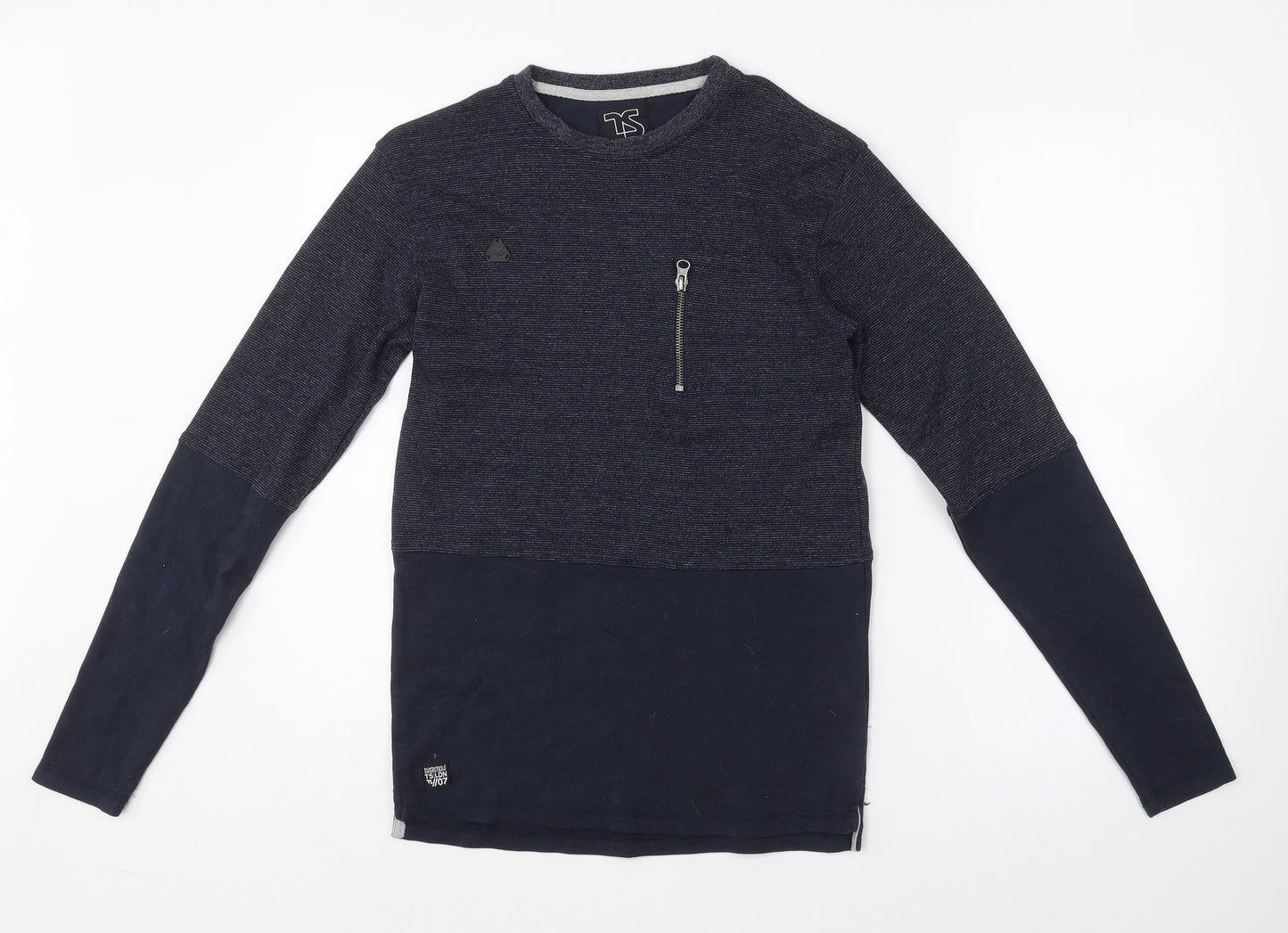 Twisted Soul Mens Blue Round Neck  Cotton Pullover Jumper Size S