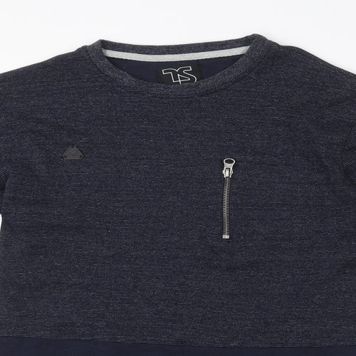Twisted Soul Mens Blue Round Neck  Cotton Pullover Jumper Size S