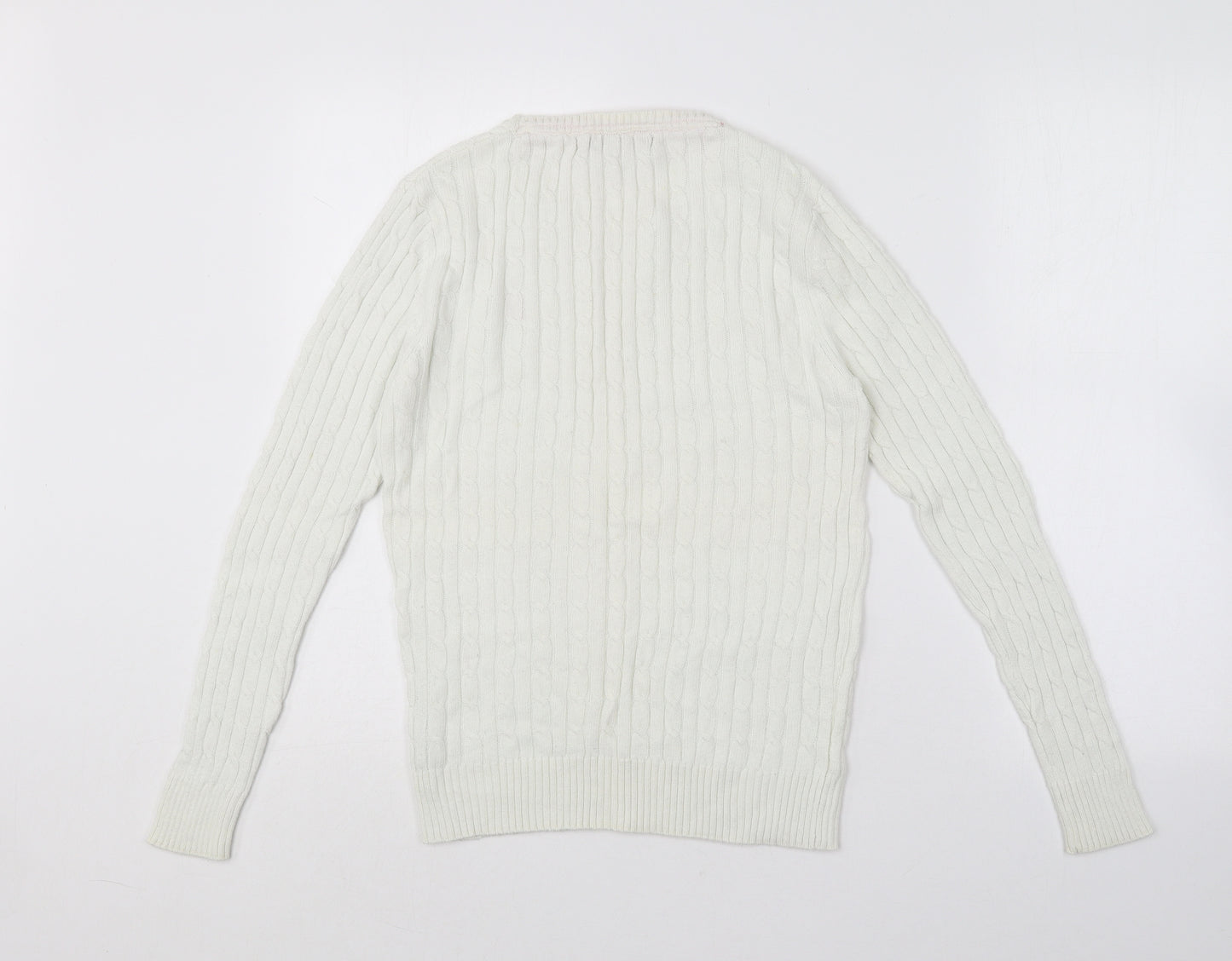 Crew Clothing Womens Ivory V-Neck  Cotton Pullover Jumper Size 14